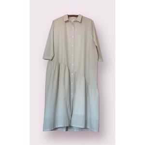 L WRAY NWT Oversized Lightweight Seersucker Shirt Dress with Asymmetrical Waist